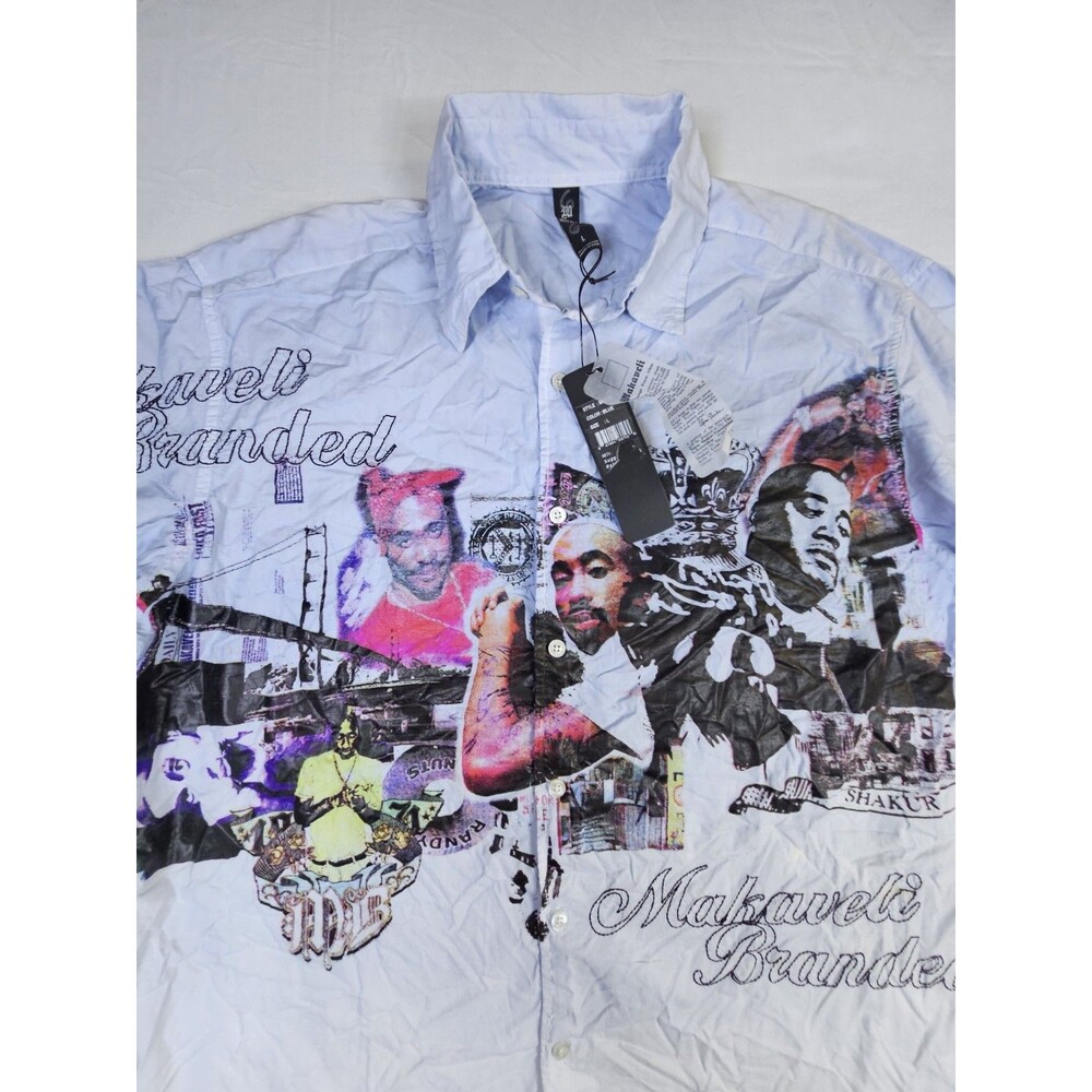 Makaveli Shirt Men's Large Blue Tupac Shakur 2Pac Rap Vintage Single Stitch NEW
